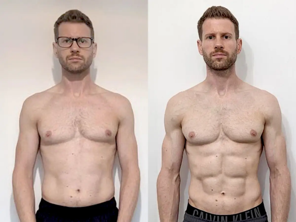 Muscular male athlete with dense, defined physique and prominent vascularity, representing advanced muscle growth, strength, and conditioning associated with Ultima-Tren Hexa 100 for sale from OSGear.to.